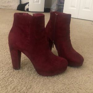 Maroon platform boots